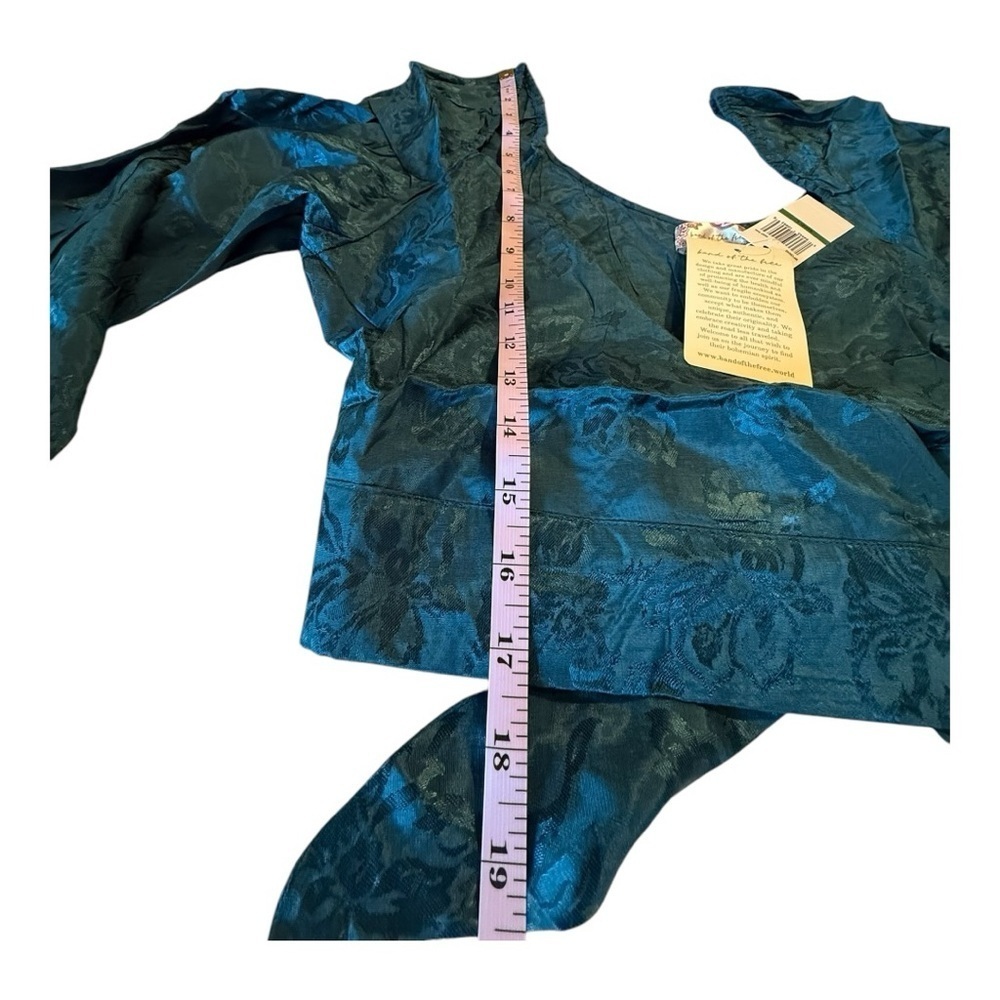 Band Of The Free Camille Crossover Crop Top Deep Teal Boho Cottage Gypsy NEW - Picture 9 of 15